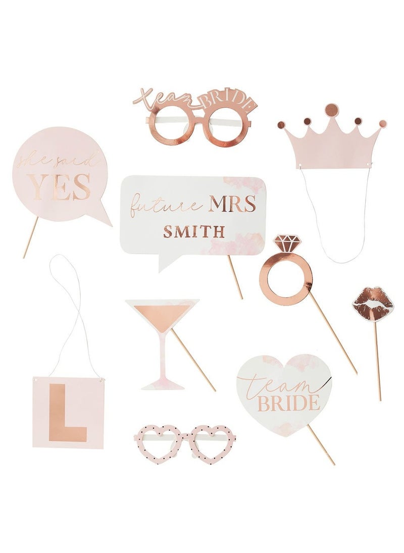 Ginger Ray Bachelorette Photo Props Rose Gold Pink White 21cm 10-Pack - Image 1
