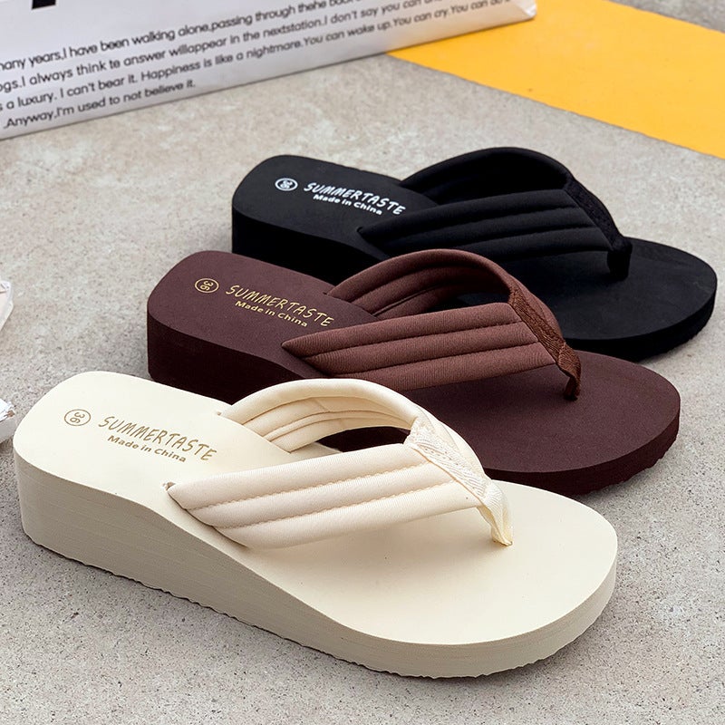 summertaste Women's Mid-Heel Flip-Flops, Non-Slip Summer Beach Sandals for Daily and Travel  Use - Image 2