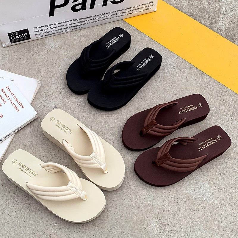 summertaste Women's Mid-Heel Flip-Flops, Non-Slip Summer Beach Sandals for Daily and Travel  Use - Image 4