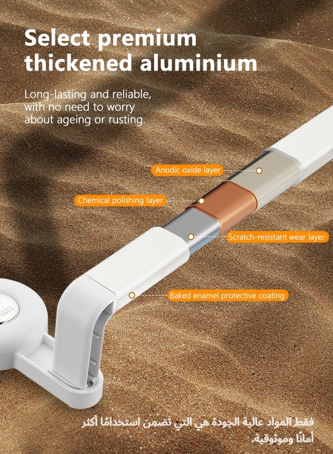 نايزان حامل مناشف بقاعدة شفط، 【60 سم】 23.62 بوصة حامل مناشف لاصق للحمام، حامل مناشف مثبت على الحائط بدون حفر مع 6 خطافات منزلقة، رف مناشف أبيض للمطبخ، المرحاض، الدش، الباب - Image 5