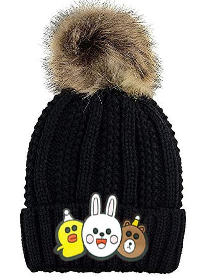 Malvina Trends Baby Boy Hats Infant Baby Beanie Winter Hat Single Pom Pom Crochet Warm Toddler Beanies Cap (Black, 2-6 Years Old) - Image 1