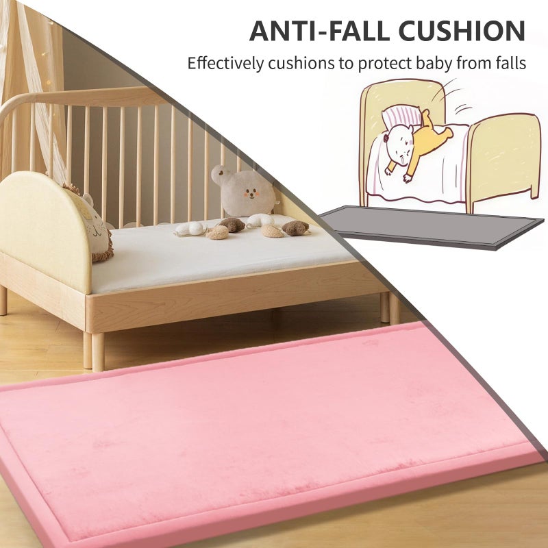 Huloo Sleep Baby Play Mat for Floor,1.3" Thick Elasti-Foam 50x50 Playpen Mat for Toddlers Infant Kids,Water-Repellent Soft Coral Velvet Tummy Time Mats,Non Slip Crawling Mats,Tatami Style(Pink) - Image 3