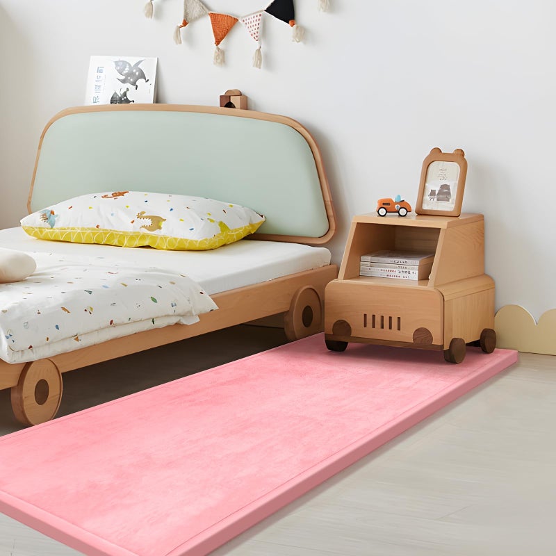 Huloo Sleep Baby Play Mat for Floor,1.3" Thick Elasti-Foam 50x50 Playpen Mat for Toddlers Infant Kids,Water-Repellent Soft Coral Velvet Tummy Time Mats,Non Slip Crawling Mats,Tatami Style(Pink) - Image 1