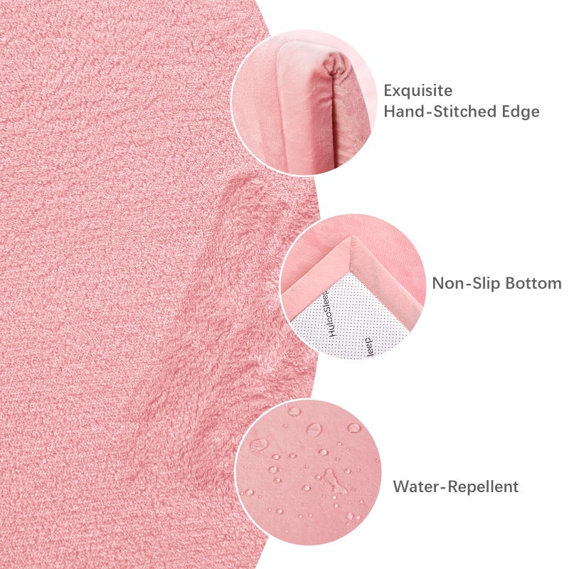 Huloo Sleep Baby Play Mat for Floor,1.3" Thick Elasti-Foam 50x50 Playpen Mat for Toddlers Infant Kids,Water-Repellent Soft Coral Velvet Tummy Time Mats,Non Slip Crawling Mats,Tatami Style(Pink) - Image 2