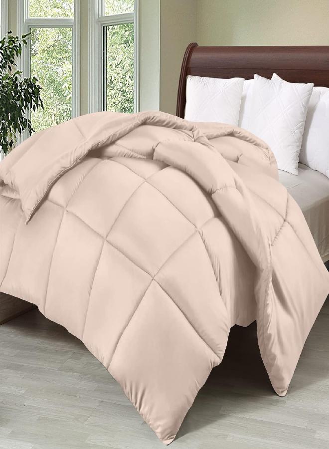 Utopia Bedding Comforter Duvet Insert - Quilted Comforter with Corner Tabs - Box Stitched Down Alternative Comforter (Queen, Beige) - Image 1