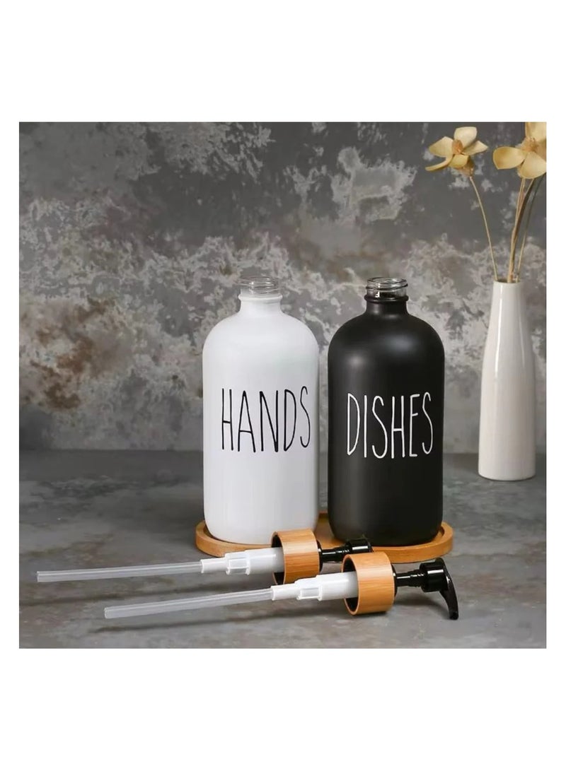 Dish & Hand Soap Dispenser 500ml Set of 2Pcs Refillable Soap Dispenser (Black &White) - Image 2