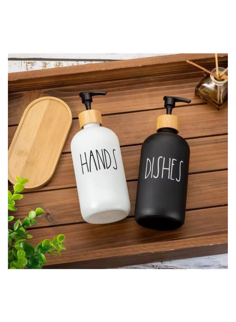 Dish & Hand Soap Dispenser 500ml Set of 2Pcs Refillable Soap Dispenser (Black &White) - Image 3