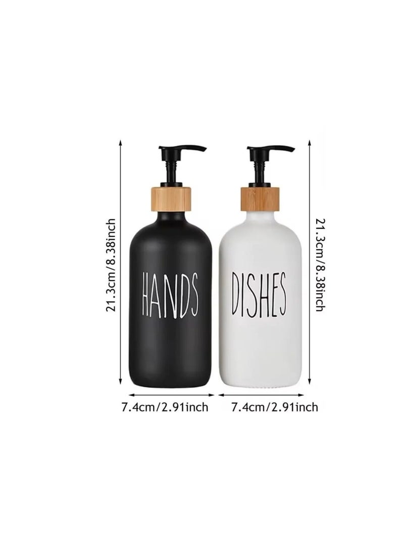 Dish & Hand Soap Dispenser 500ml Set of 2Pcs Refillable Soap Dispenser (Black &White) - Image 5