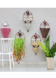 Mordely Planting Pots Artificial Plant Flower Pot Wall Fence Hanging Quality Planter Basket Home Decoration Pots for Plants (Color : White, Sheet Size : 30x14CM)  - Image 4