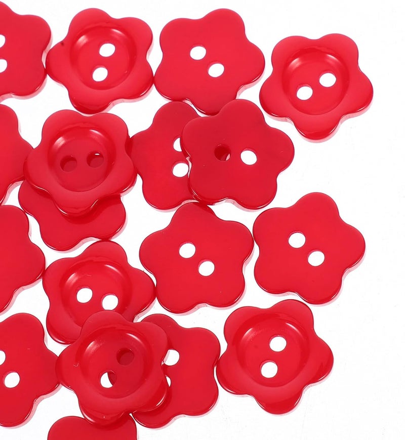 ABOOFAN 20pcs Red Floral Resin Buttons for Sewing ’s Sweaters and Coats, Decorative Embellishments for Crafting, Knitting, and Scrapbooking - Image 3