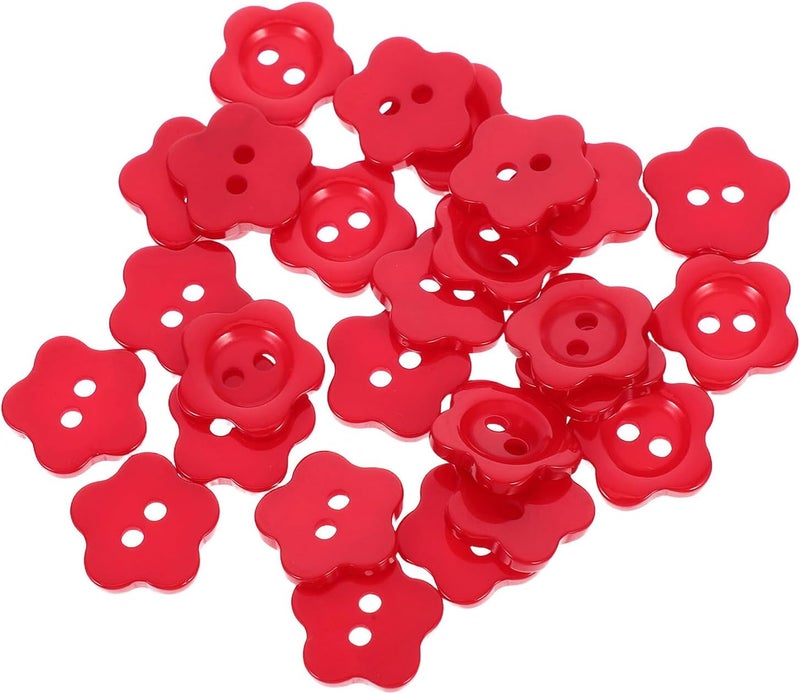 ABOOFAN 20pcs Red Floral Resin Buttons for Sewing ’s Sweaters and Coats, Decorative Embellishments for Crafting, Knitting, and Scrapbooking - Image 1