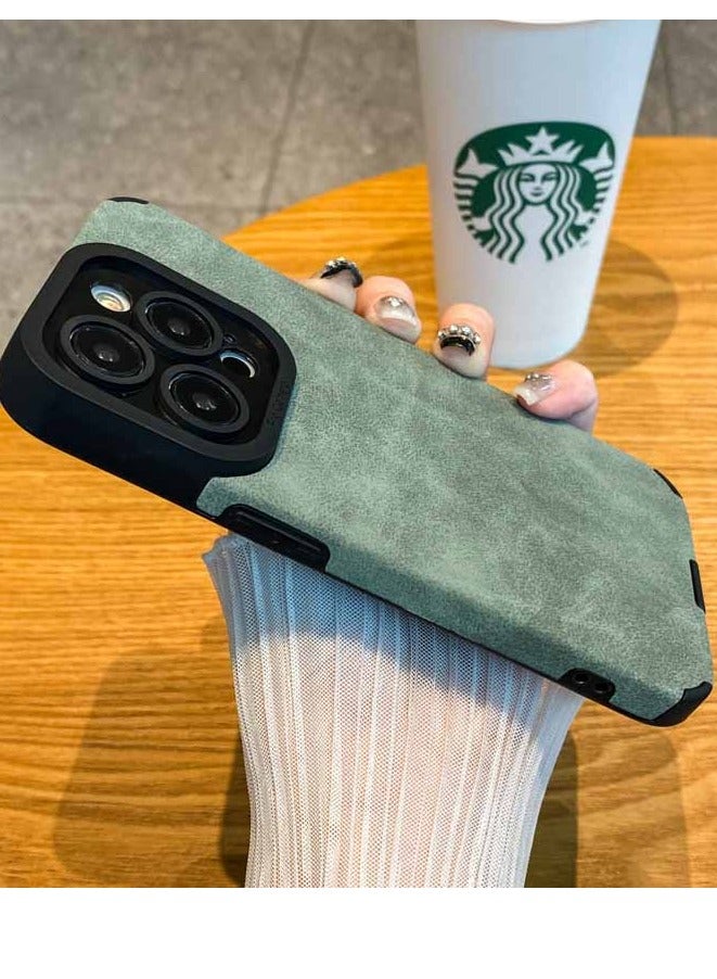 جومو ستور غطاء فاخر من جلد PU لهاتف iPhone 15 Pro – غطاء واقٍ بملمس جلد الحمل مقاوم للصدمات للرجال والنساء، مع حماية للعدسة، نحيف ومتين، مقاوم للخدوش والصدمات - Image 2