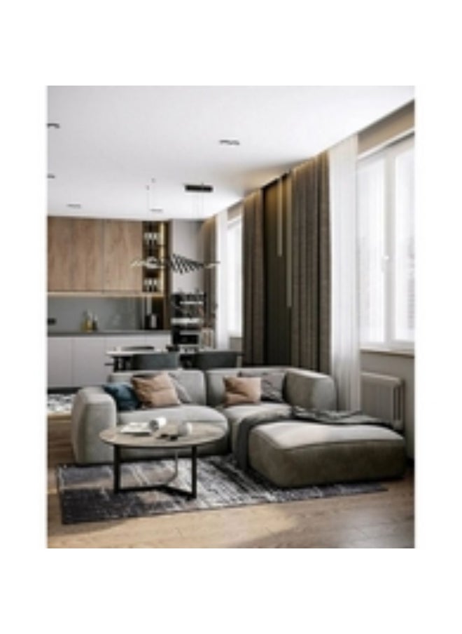 Homzmart Linen and Swedish Wood L-Shape Sofa - Grey  - Image 2