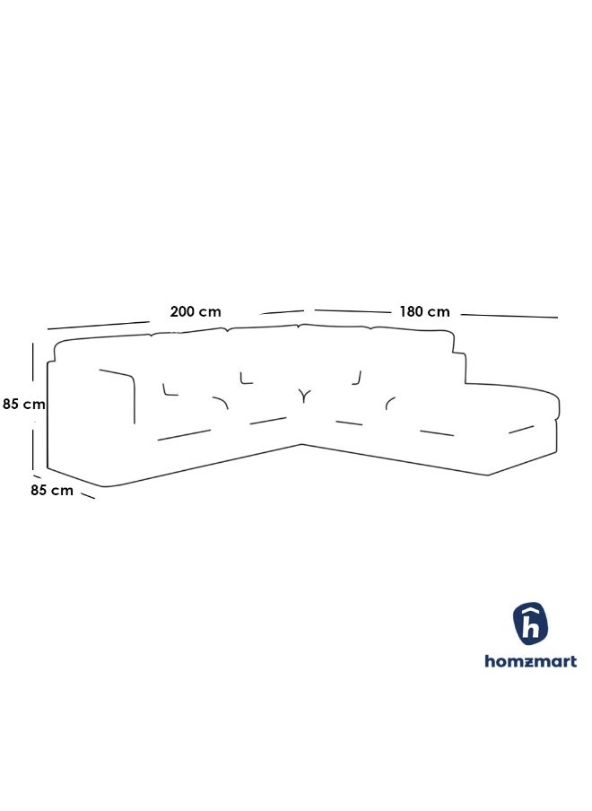 Homzmart Linen and Swedish Wood L-Shape Sofa - Grey  - Image 3