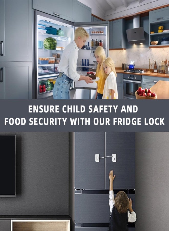 RORMGO Refrigerator Lock 2 Packs, Fridge Lock with Silicone Wire Protection Fridge Locks for Kids Easy to Use and Install Fridge Locks with Key Surface-Friendly Freezer Lock, White - Image 2