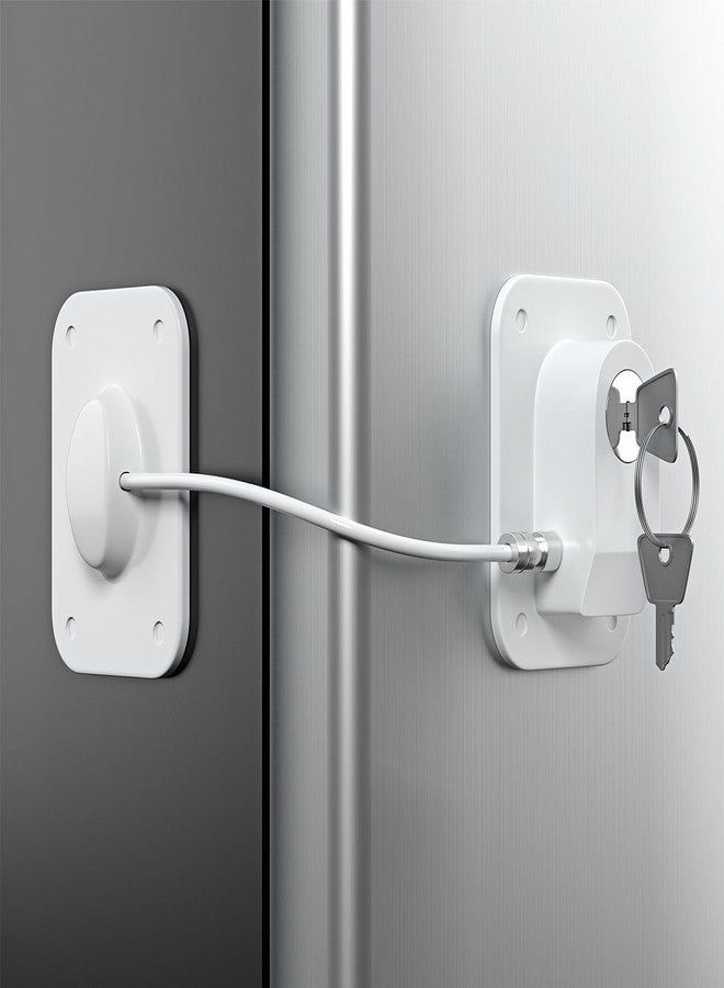 RORMGO Refrigerator Lock 2 Packs, Fridge Lock with Silicone Wire Protection Fridge Locks for Kids Easy to Use and Install Fridge Locks with Key Surface-Friendly Freezer Lock, White - Image 1