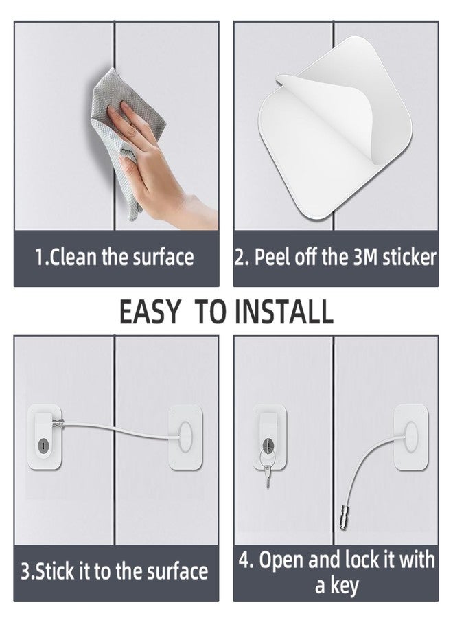 RORMGO Refrigerator Lock 2 Packs, Fridge Lock with Silicone Wire Protection Fridge Locks for Kids Easy to Use and Install Fridge Locks with Key Surface-Friendly Freezer Lock, White - Image 5