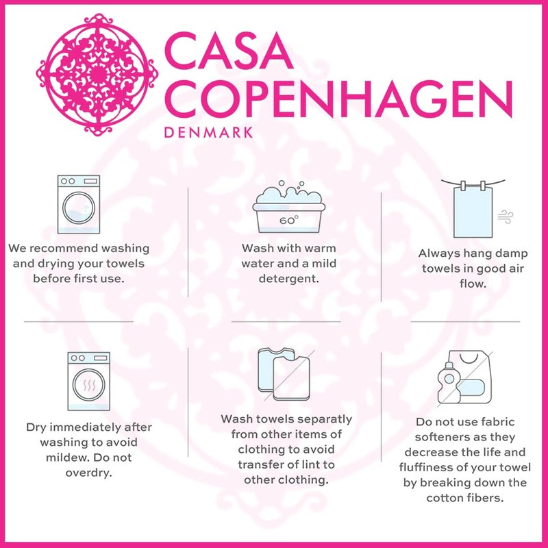 CASA COPENHAGEN CASA COPENHAGEN He & She 6 Pieces Towel Set- Pine Grey + Grey Violet  550 GSM 2 Bath Towel 2 Hand Towel 2 Washcloth  Designed in Denmark Made of Soft Egyptian Cotton for Bathroom  Kitchen & Shower  - Image 4