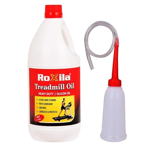 ROXILA روكسيلا® زيت تزييت السيليكون النقي لأجهزة المشي 1 لتر | تزييت عالي اللزوجة للحزام مع موزع سهل | يقلل الضوضاء والاحتكاك | يطيل عمر المحرك والحزام | متوافق مع جميع أجهزة المشي - Image 1