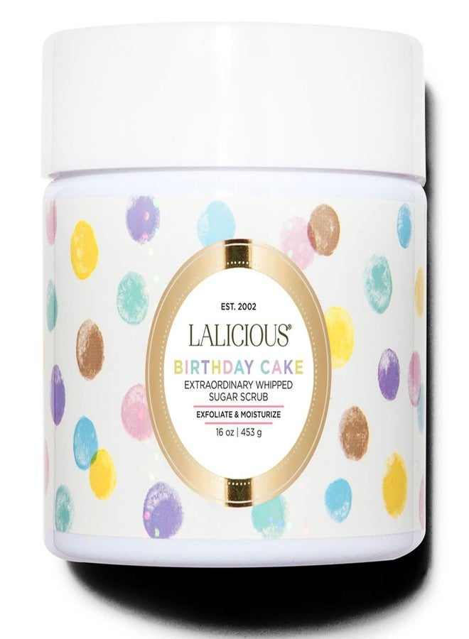 LaLicious Birthday Cake Extraordinary Whipped Sugar Scrub - Pink Shimmer Body & Foot Scrub, Exfoliating & Moisturizing Skin Care with Coconut Oil & Honey, No Parabens (16oz) - Image 1