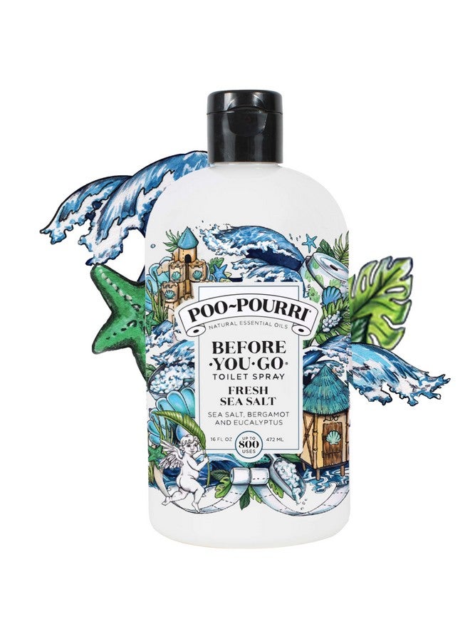 بوو - بوري بخاخ المرحاض Poo-Pourri Before-You-Go، ملح البحر المنعش، زجاجة إعادة تعبئة 16 أونصة سائلة - ملح البحر والبرغموت والأوكالبتوس  - Image 4