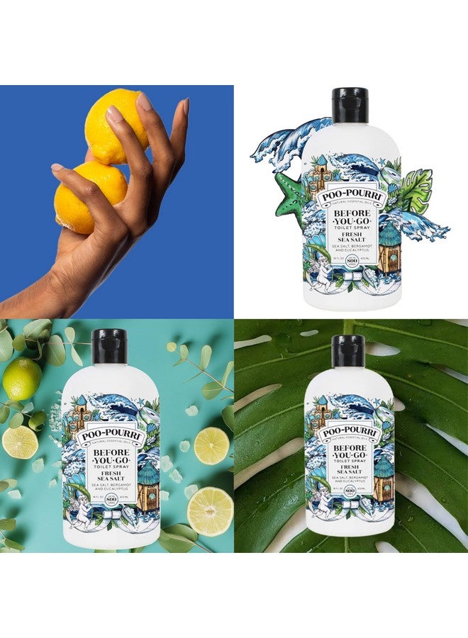 بوو - بوري بخاخ المرحاض Poo-Pourri Before-You-Go، ملح البحر المنعش، زجاجة إعادة تعبئة 16 أونصة سائلة - ملح البحر والبرغموت والأوكالبتوس  - Image 5