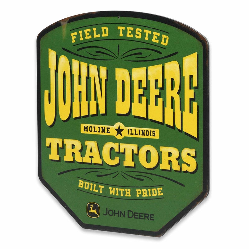 Open Road Brands John Deere Field Tested Tractors Metal Sign - Vintage John Deere Sign for Garage or Man Cave - Image 2