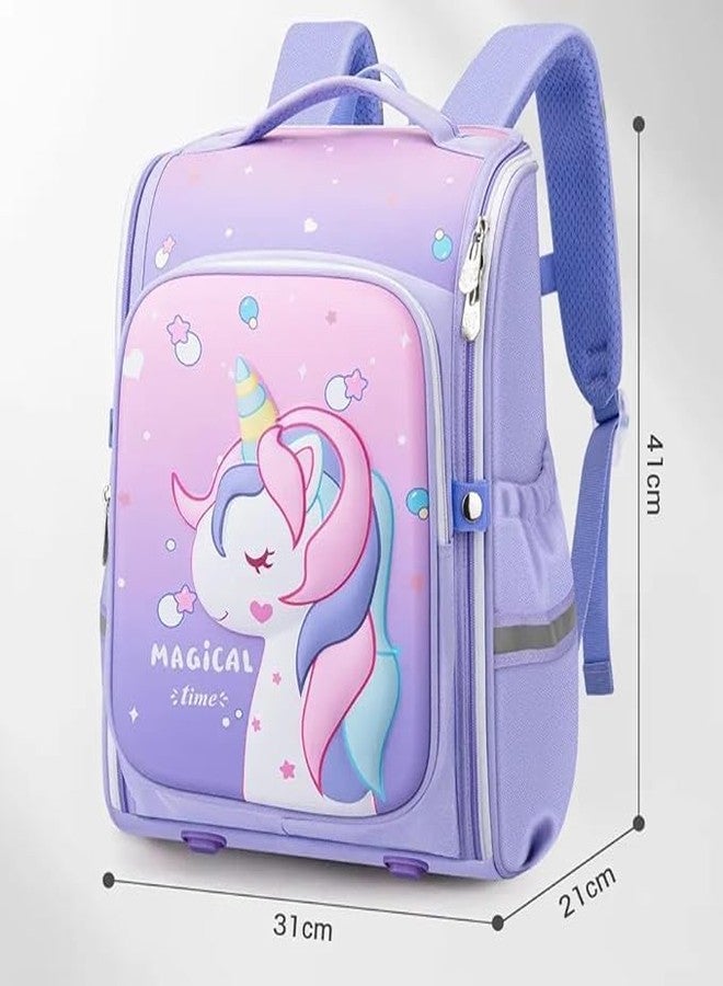 Nubby Dotss Kids Hard Shell School Backpack for Boys & Girls | Waterproof 3D Cartoon Design | Lightweight Ergonomic Bag with Padded Straps (unicorn) - Image 4