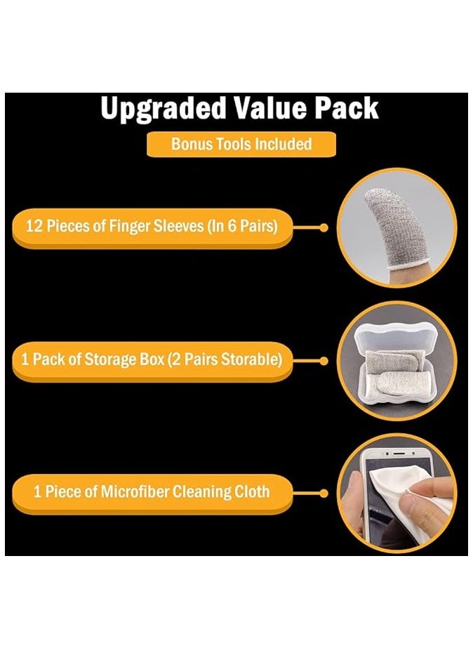 PROMASS Promass Gaming Finger Sleeves for Mobile Game Controllers (12 Pieces in 6 Pairs), Mobile Gaming Sleeve, Finger Sleeve, Thumb Sleeves with Microfiber Cleaning Cloth and Storage Box  - Image 3