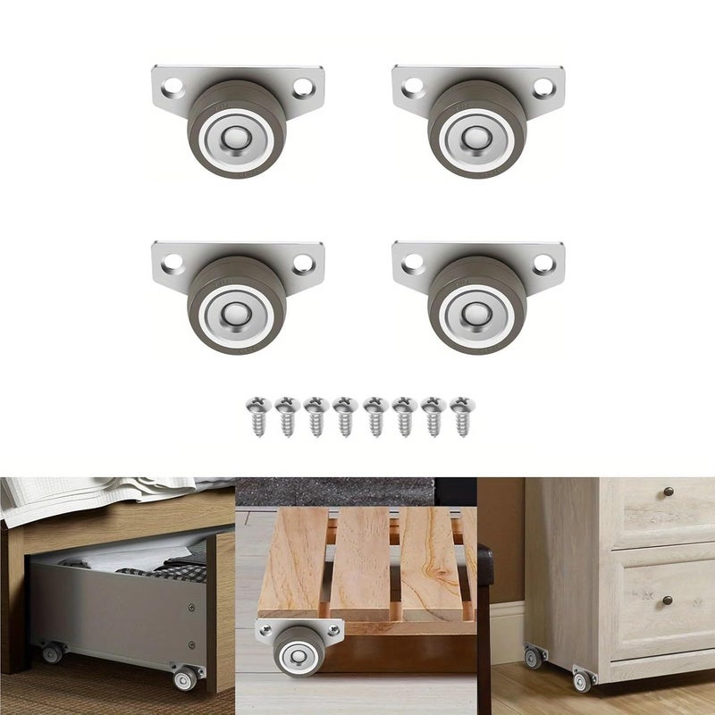 Universal Mounted Silent Caster Wheels 12Pcs Small Side Mount for Furniture Nightstand Table - Image 3