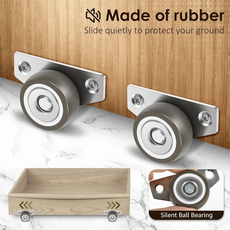 Universal Mounted Silent Caster Wheels 12Pcs Small Side Mount for Furniture Nightstand Table - Image 5