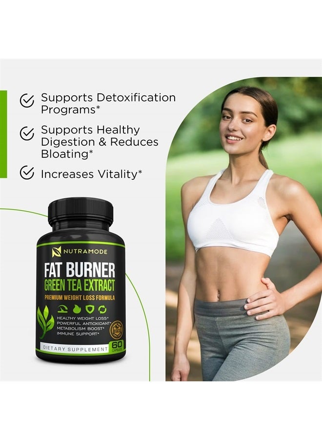 NUTRAMODE مكمل مستخلص الشاي الأخضر الممتاز لحرق الدهون مع EGCG - مثبط شهية طبيعي - حبوب نظام غذائي لفقدان الوزن الصحي تعمل بسرعة للنساء والرجال - معزز الأيض للتخلص من دهون البطن بسرعة - Image 3
