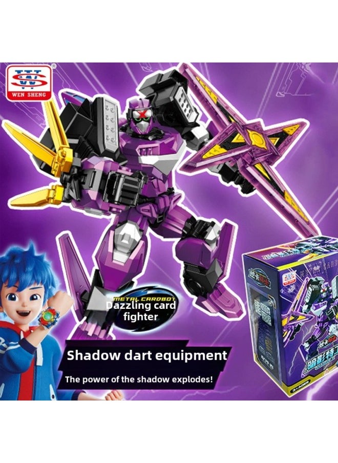 Genuine Dazzle Card Fighter Shadow Agent Children's Cartoon Car Deformation Car 6-12 Years Old Deformation Robot Toy-Color:Assembled Version-cracked Knight  - Image 5