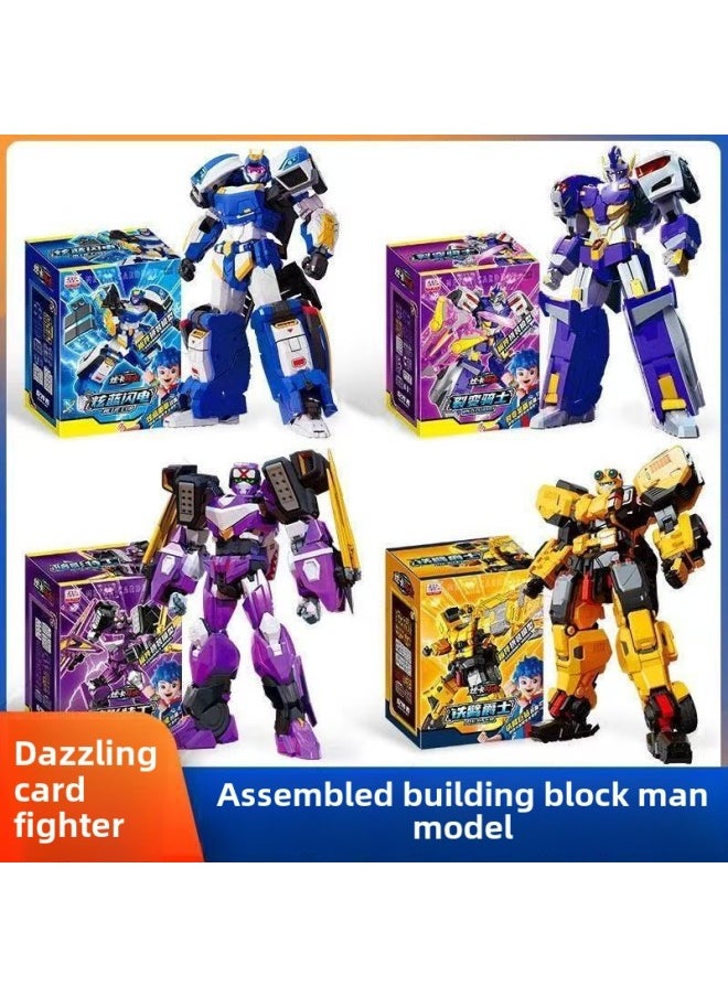 Genuine Dazzle Card Fighter Shadow Agent Children's Cartoon Car Deformation Car 6-12 Years Old Deformation Robot Toy-Color:Assembled Version-cracked Knight  - Image 2