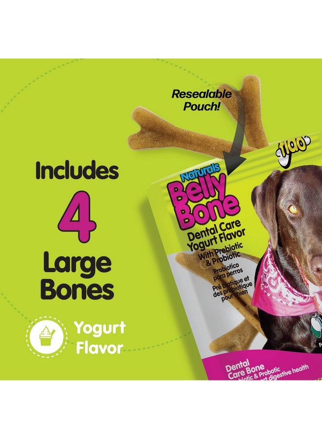Fido Belly Bones for Dogs, 4 Yogurt Flavor Large Dog Dental Treats (Made in USA) - 4 Count Dog Treats for Large Dogs - Plaque and Tartar Control for Fresh Breath, Digestive Health Support - Image 4