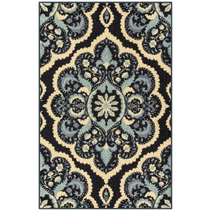 Maples Rugs Vivian Medallion Area Rug â€“ Made in USA â€“ Washable, Non-Slip Indoor Carpet for Kitchen, Entryway, and Living Room, 2'6 x 3'10, Persian Blue - Image 1
