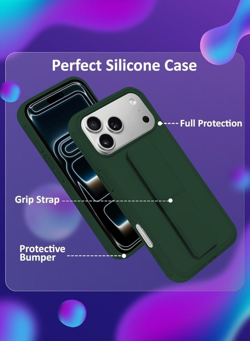 Case for Iphone 17 Pro Back Stand Case Magnetic Car Holder Soft Silicone Case Horizontal and Vertical Kickstand Cover Full protection Case for iPhone 17 Pro - Image 4