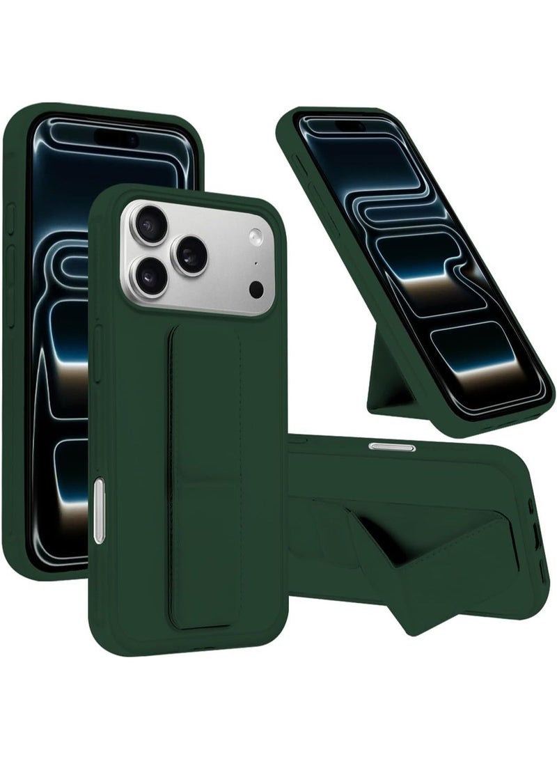 Case for Iphone 17 Pro Back Stand Case Magnetic Car Holder Soft Silicone Case Horizontal and Vertical Kickstand Cover Full protection Case for iPhone 17 Pro - Image 1