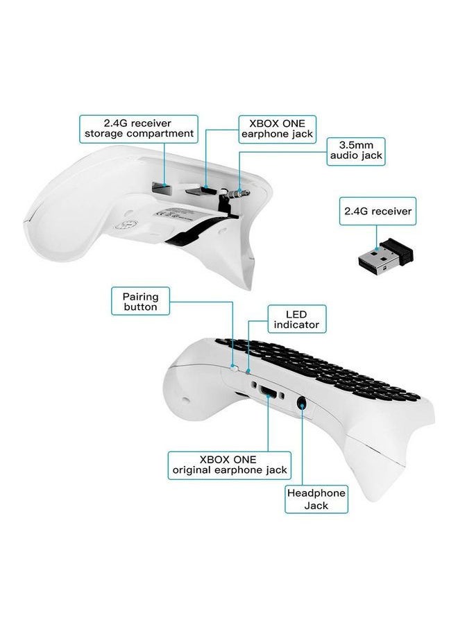 Generic - 2.4G Wireless Mini Chatpad Keyboard with 3.5mm Audio Jack Chat Message Keypad Replacement for XBox One/Slim/Elit Controller White - Image 1