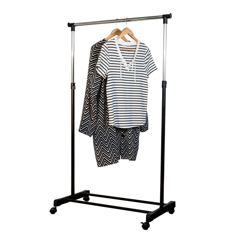 Honey Can Do Honey-Can-Do Adjustable Height Rolling Metal Clothes Rack GAR-01122 Chrome 30 lbs - Image 4