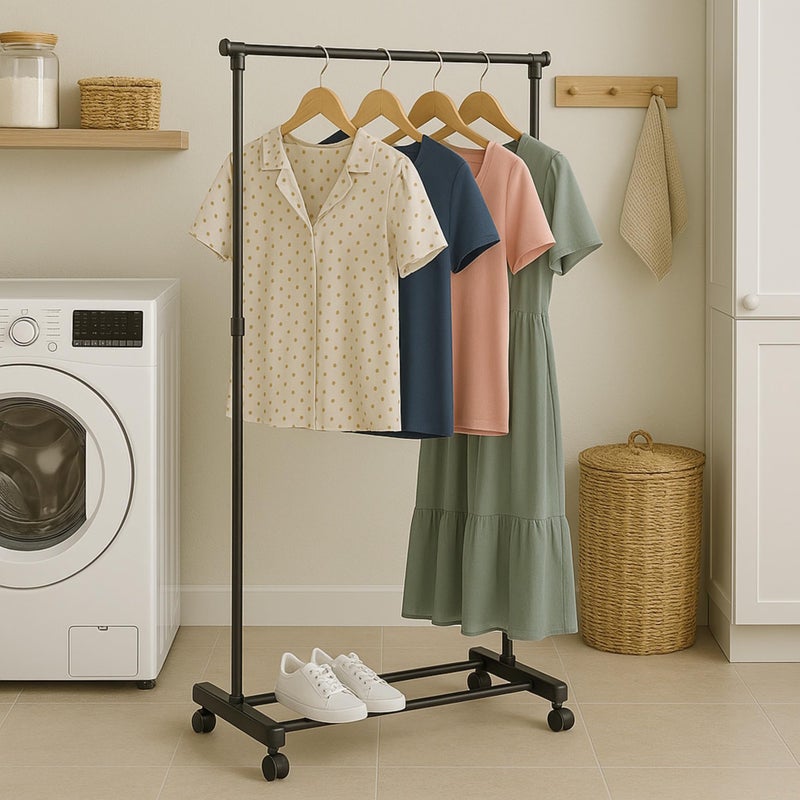 Honey Can Do Honey-Can-Do Adjustable Height Rolling Metal Clothes Rack GAR-01122 Chrome 30 lbs - Image 5