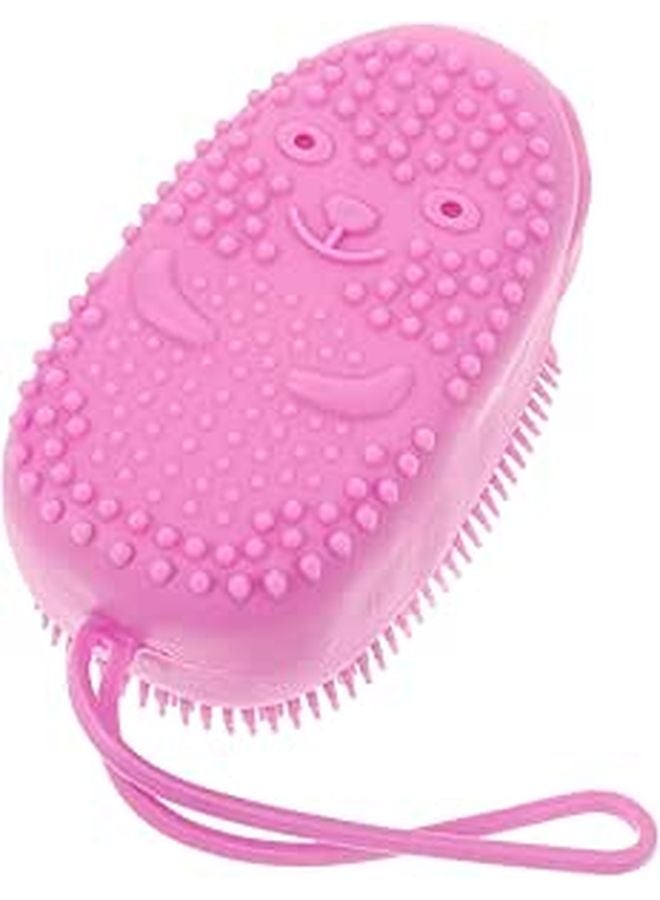 Automatic Foam Dispensing Bath Brush with Soap Storage Lavender Purple Portable Back Scrubber - Image 1