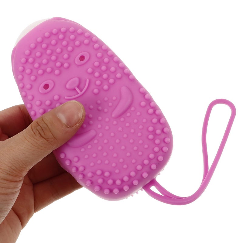 Automatic Foam Dispensing Bath Brush with Soap Storage Lavender Purple Portable Back Scrubber - Image 4