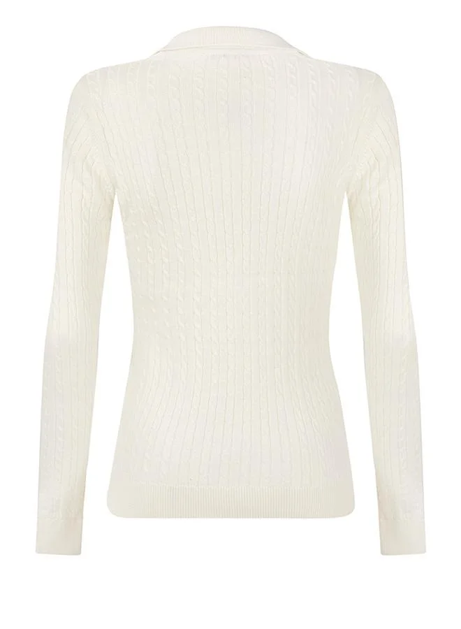 FELIX HARDY Ecru Pullover with Polo Collar for Women | Best Price UAE