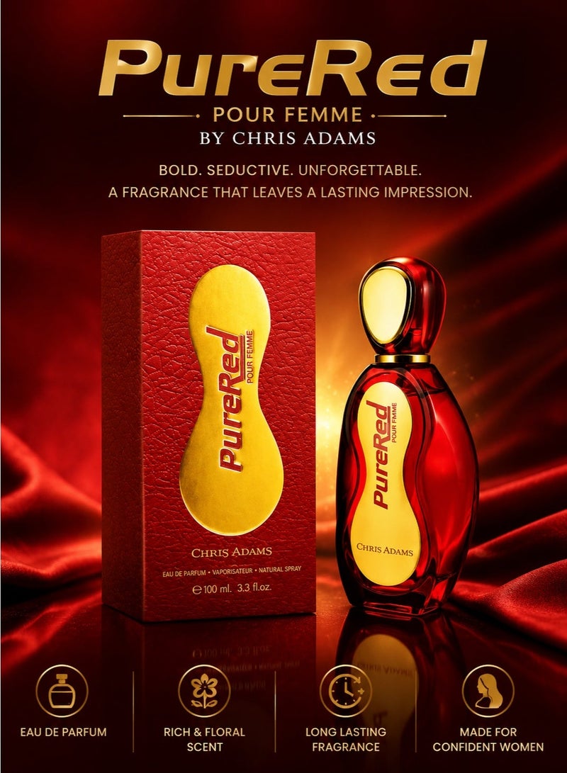 Chris Adams Pure Red Eau De Parfum 100ML – Bold, Passionate & Irresistibly Captivating Fragrance - Image 2