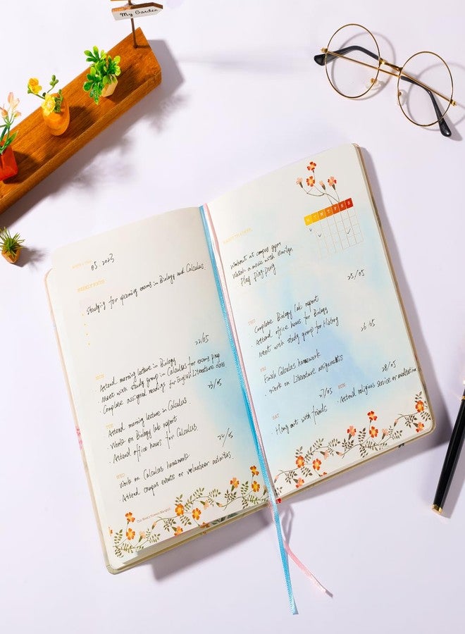SIIXU Undated Weekly Planner with 48 Weeks, To Do List Notebook, Flower Theme Daily Organizer Journal, A5, 5.8"x8.5", 128 Pages - Image 2