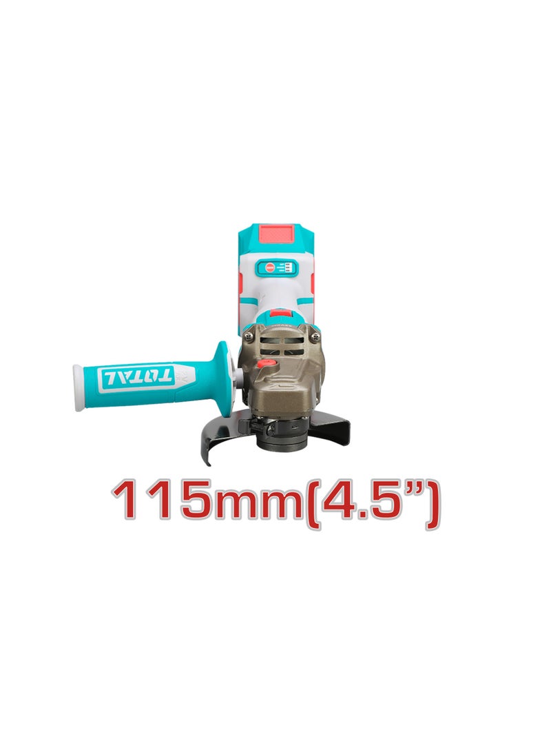 TOTAL 42V Brushless Cordless Angle Grinder (1080W Power) - 115mm Professional Cutter with 3-Speed Control (9000RPM), 2x 2.0Ah Batteries, 13-Piece Disc Set & Carrying Case - TAGLI4108112 - Image 5