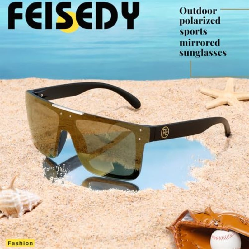 Polarized Sunglasses for Men, Oversized Square Flat Mirrored Z87 Lens, Fishing Driving Golf Outdoors Coastal B2990 - Image 5