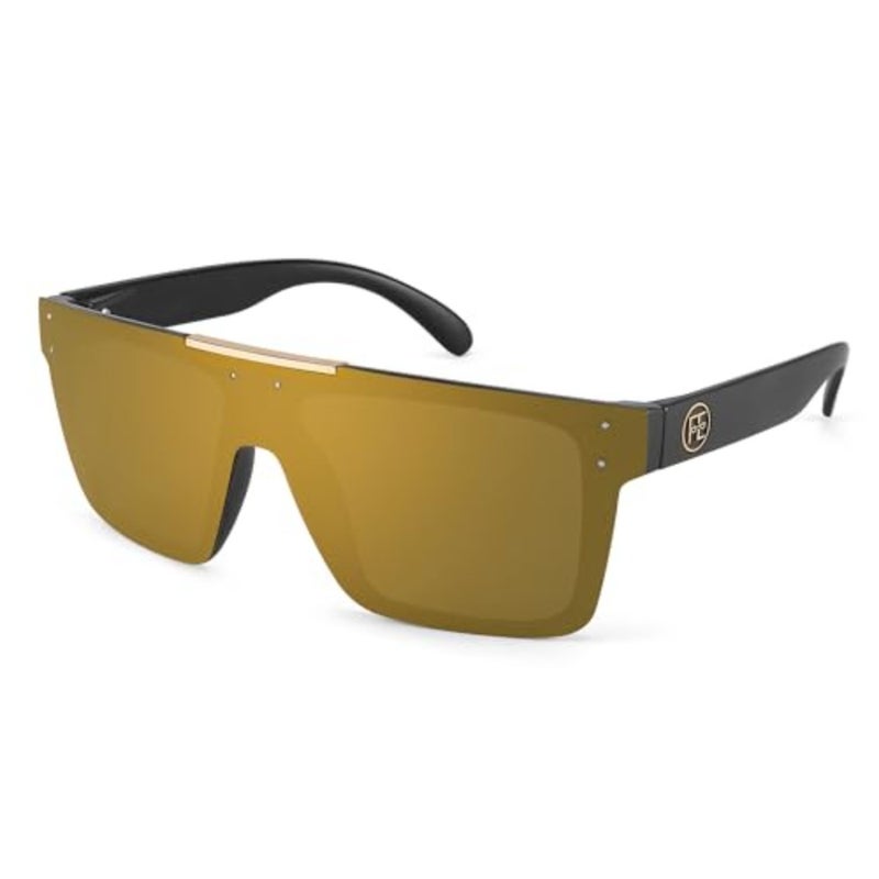 Polarized Sunglasses for Men, Oversized Square Flat Mirrored Z87 Lens, Fishing Driving Golf Outdoors Coastal B2990 - Image 1