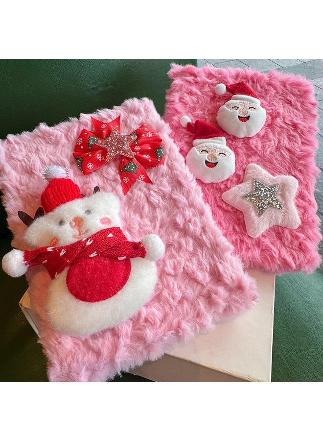 Bluejw Cross-border New Santa Claus Foreign Trade Plush Notebook Sweet Girl Pink Notepad Student Gift Wholesale - Image 3